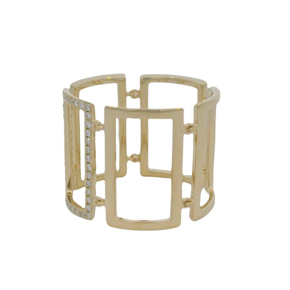 14K YG 0.16ctw Diamond "Linked Frame" Ring Sz 7
