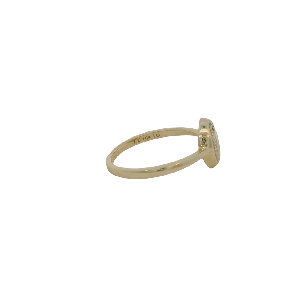 10K YG 0.07CTW Lab Diamond Oval Signet Style Ring