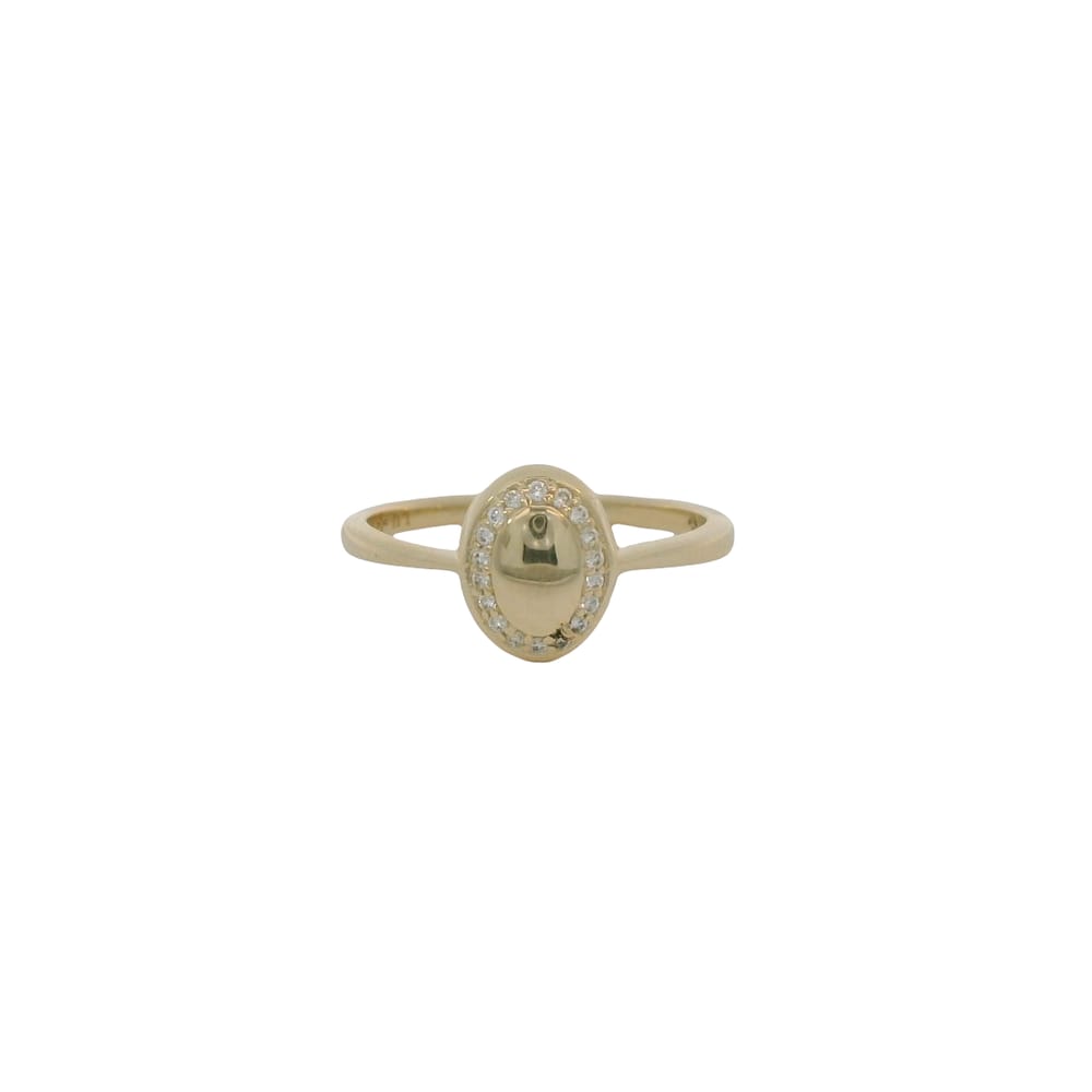 10K YG 0.07CTW Lab Diamond Oval Signet Style Ring