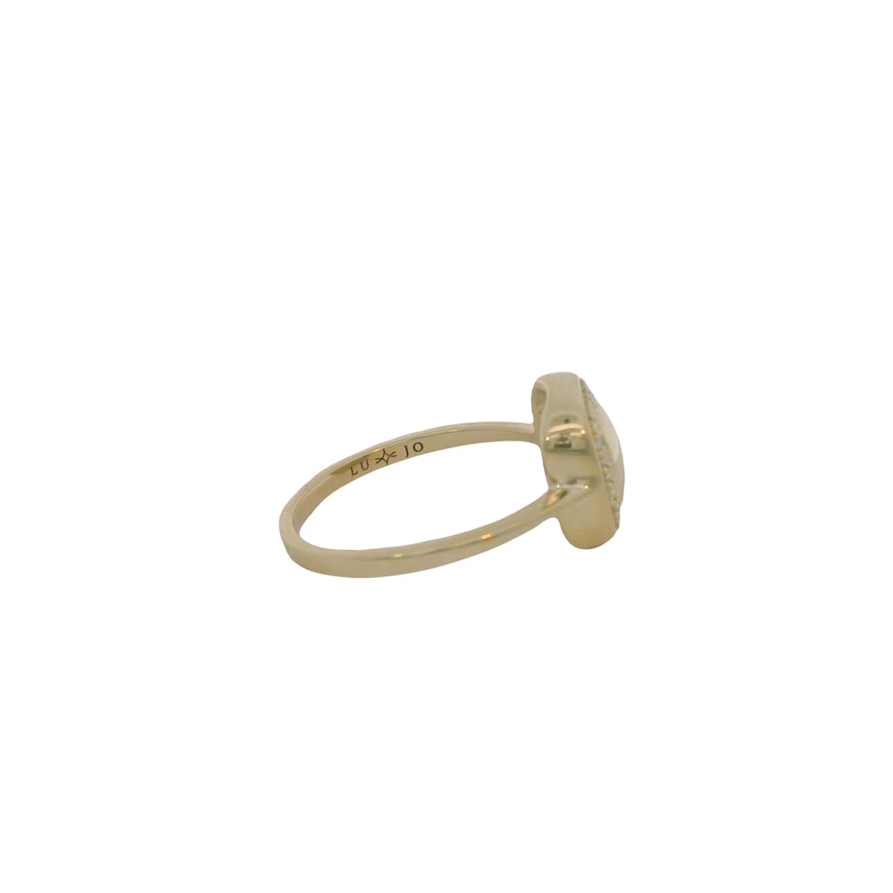 10K YG 0.11CTW Lab Diamond Square Signet Style Ring
