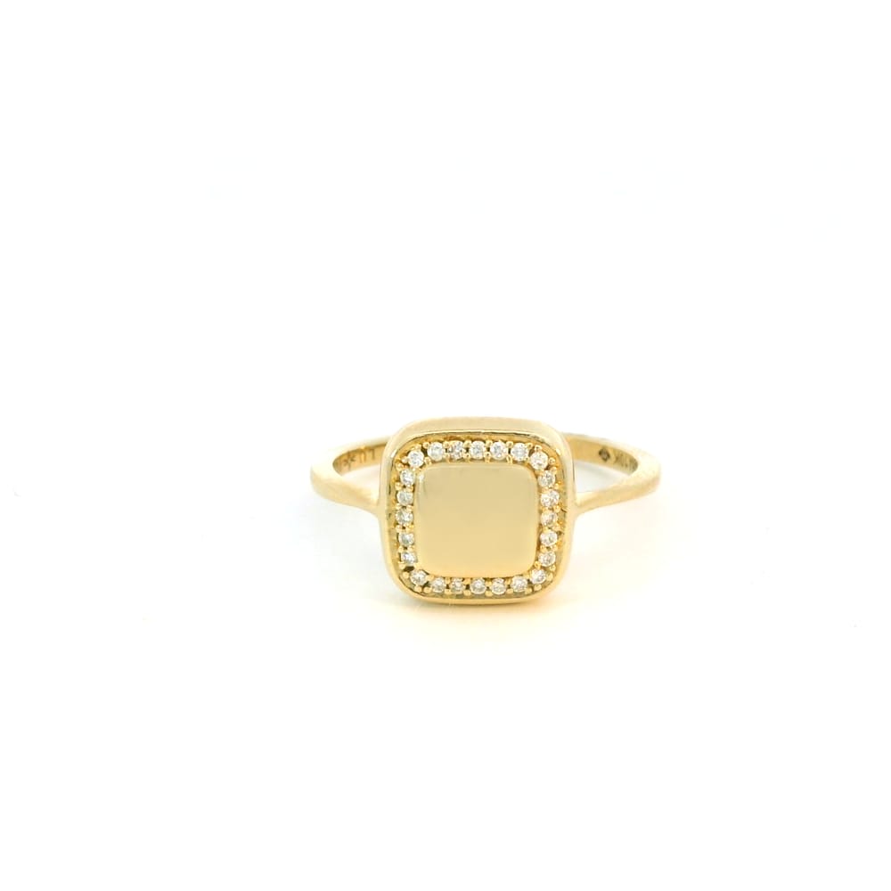 10K Yellow gold lab diamond square signet style ring