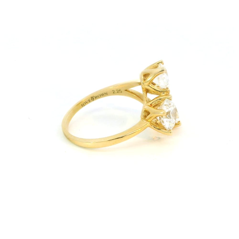 14K Yellow gold three stone lab grown diamond ring
