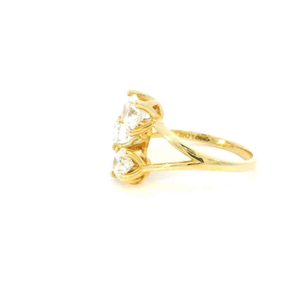 14K Yellow gold three stone lab grown diamond ring