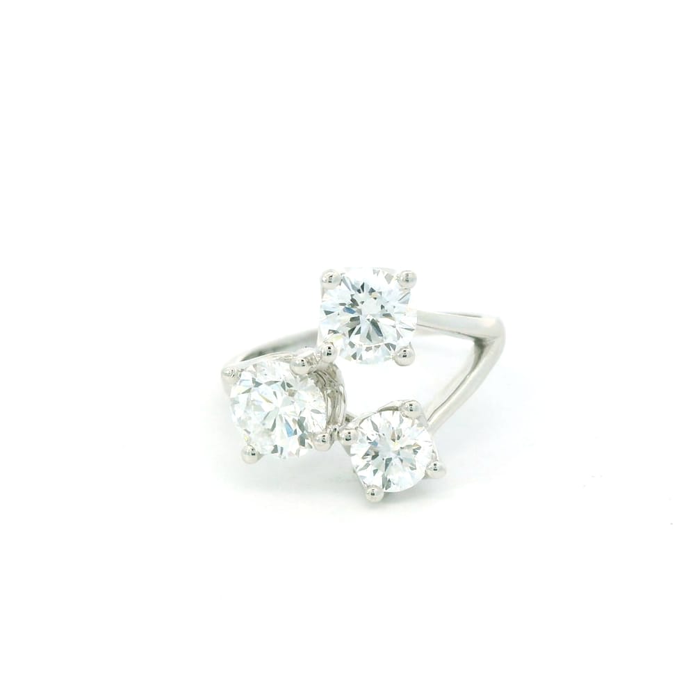 14K White gold three stone lab grown diamond ring
