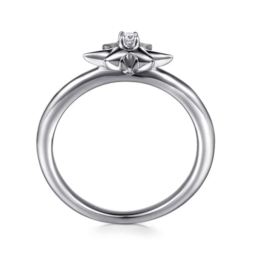 (S2205345) Sterling Silver 0.03ct SI Diamond Starburst Ring Sz 6.5 "Gabriel & Co"