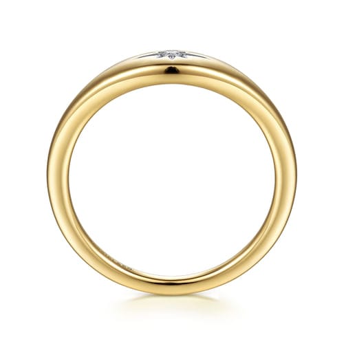 (S2203387) 14K YG 0.02ct SI Diamond Starburst Signet Ring Sz 6.5 "Gabriel & Co."