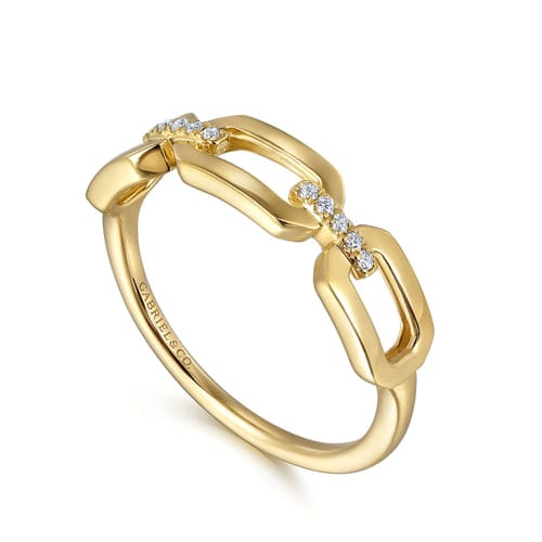(S2205371) 14K YG 0.04ctw Diamond Chain Link Ring Sz 6.5