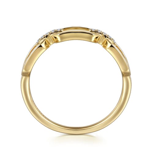(S2205371) 14K YG 0.04ctw Diamond Chain Link Ring Sz 6.5