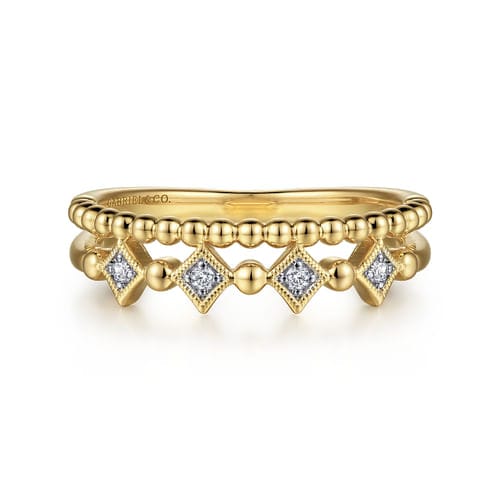 (S2205358) 14K YG 0.05CTW Diamond Easy Stackable Ring Size 6.5 "Gabriel & Co"