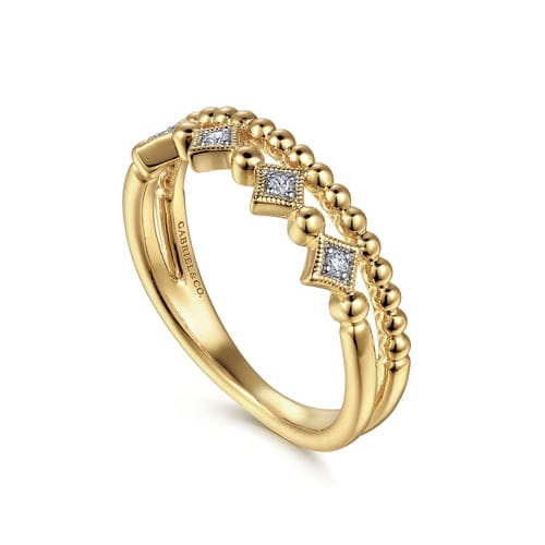 (S2205358) 14K YG 0.05CTW Diamond Easy Stackable Ring Size 6.5 "Gabriel & Co"