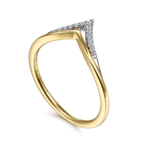 (S2220069) 14K YG/WG 0.06CTW Diamond Chevron Ring Size 6.5 "Gabriel & Co"