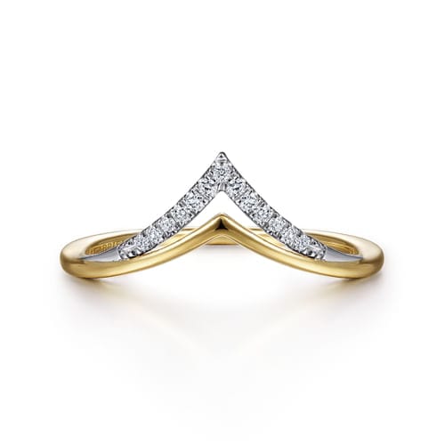 (S2220069) 14K YG/WG 0.06CTW Diamond Chevron Ring Size 6.5 "Gabriel & Co"