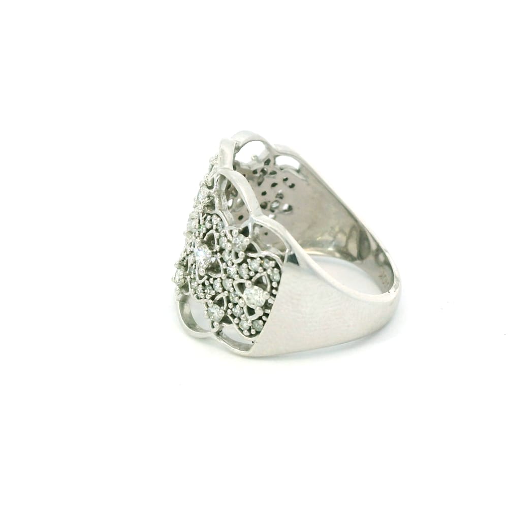 10K White gold multi diamond wide cocktail ring