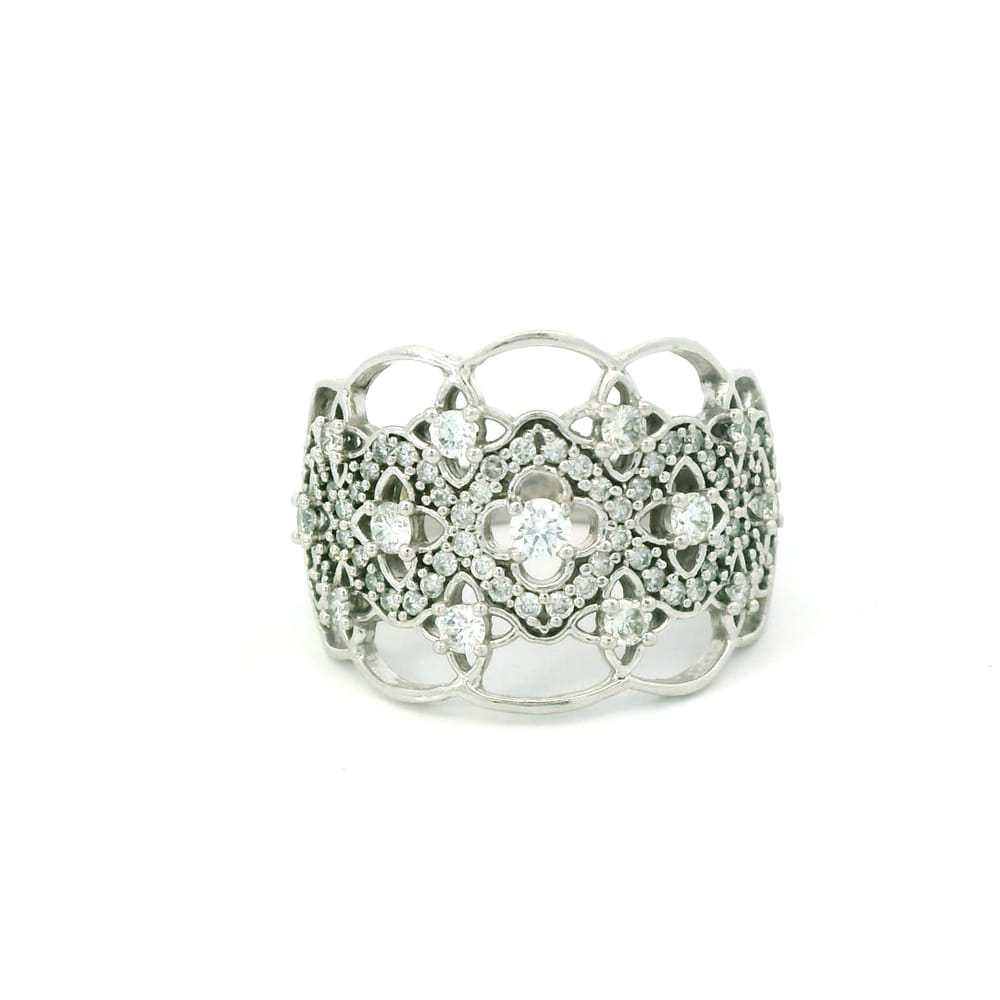 10K White gold multi diamond wide cocktail ring