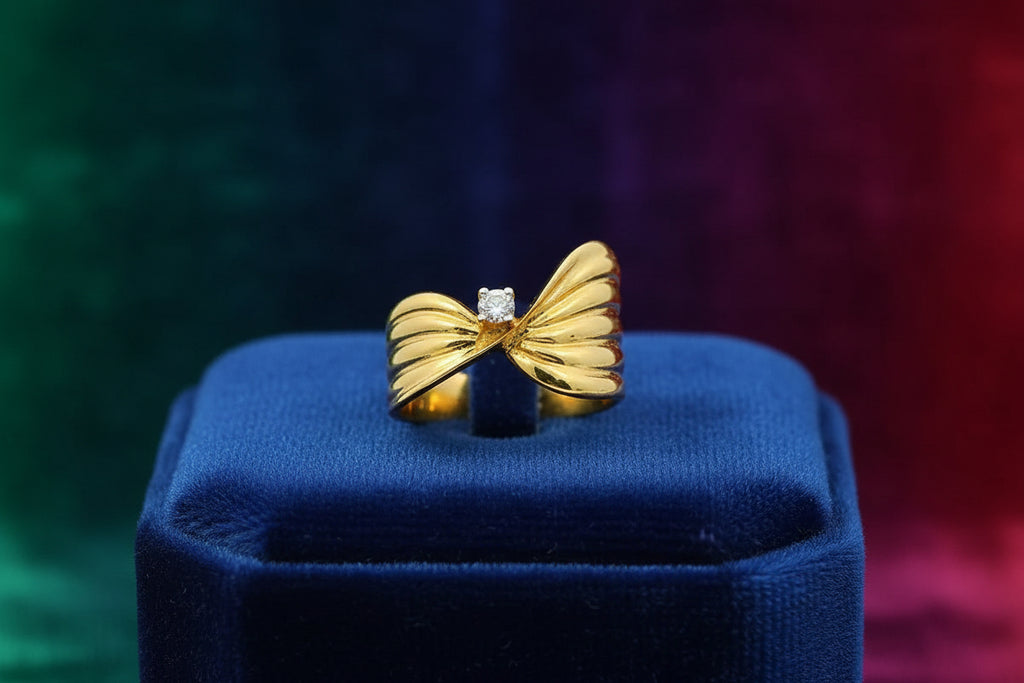 10K YELLOW GOLD CUSTOM RING WITH 0.07CT ROUND DIAMOND SIZE 6