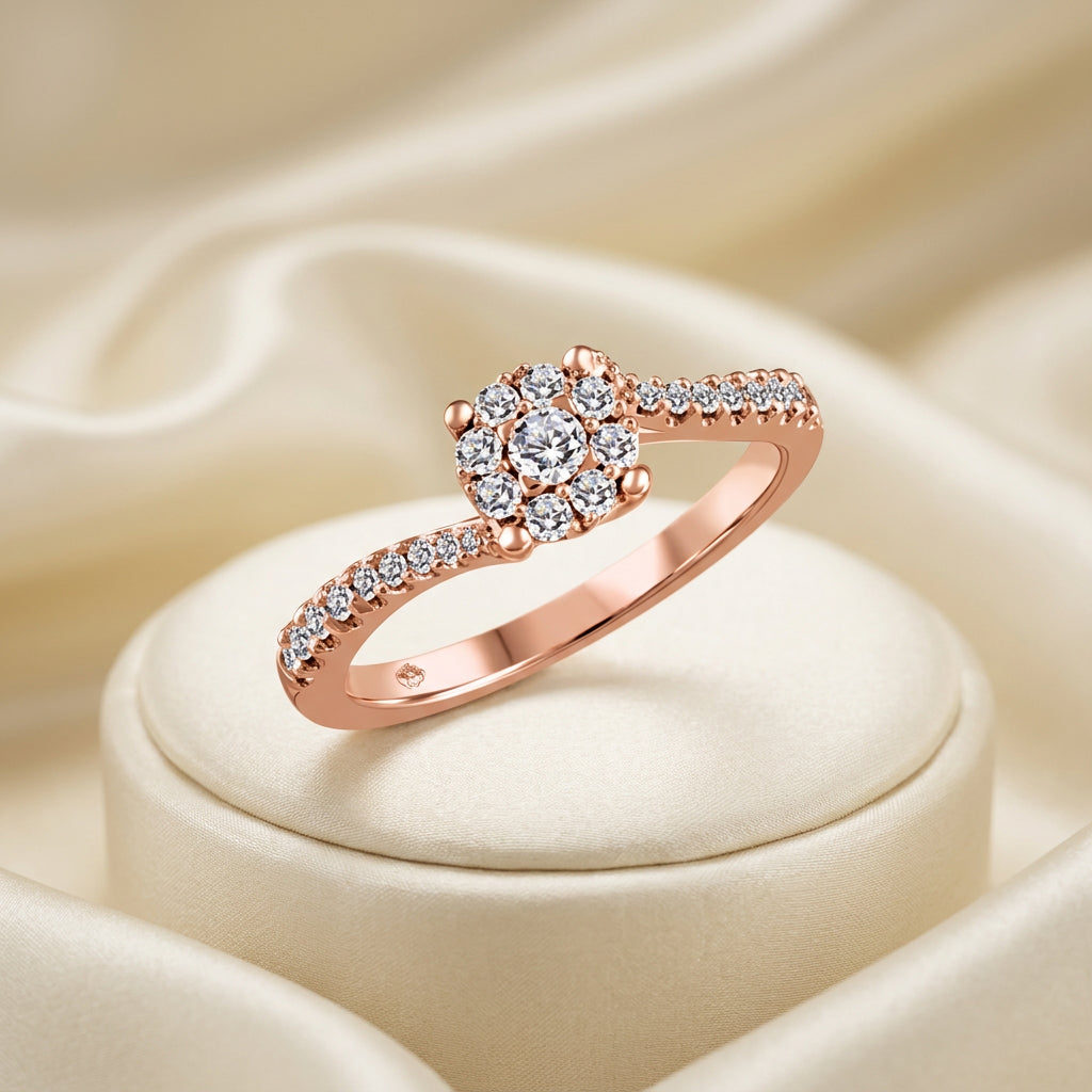 10K Rose gold 0.20ctw diamond engagement ring