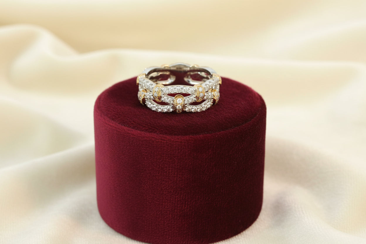 Lady's Two-tone 14 Karat Band Wedding Band With = 0.64Tw Round G SI1 Diamonds