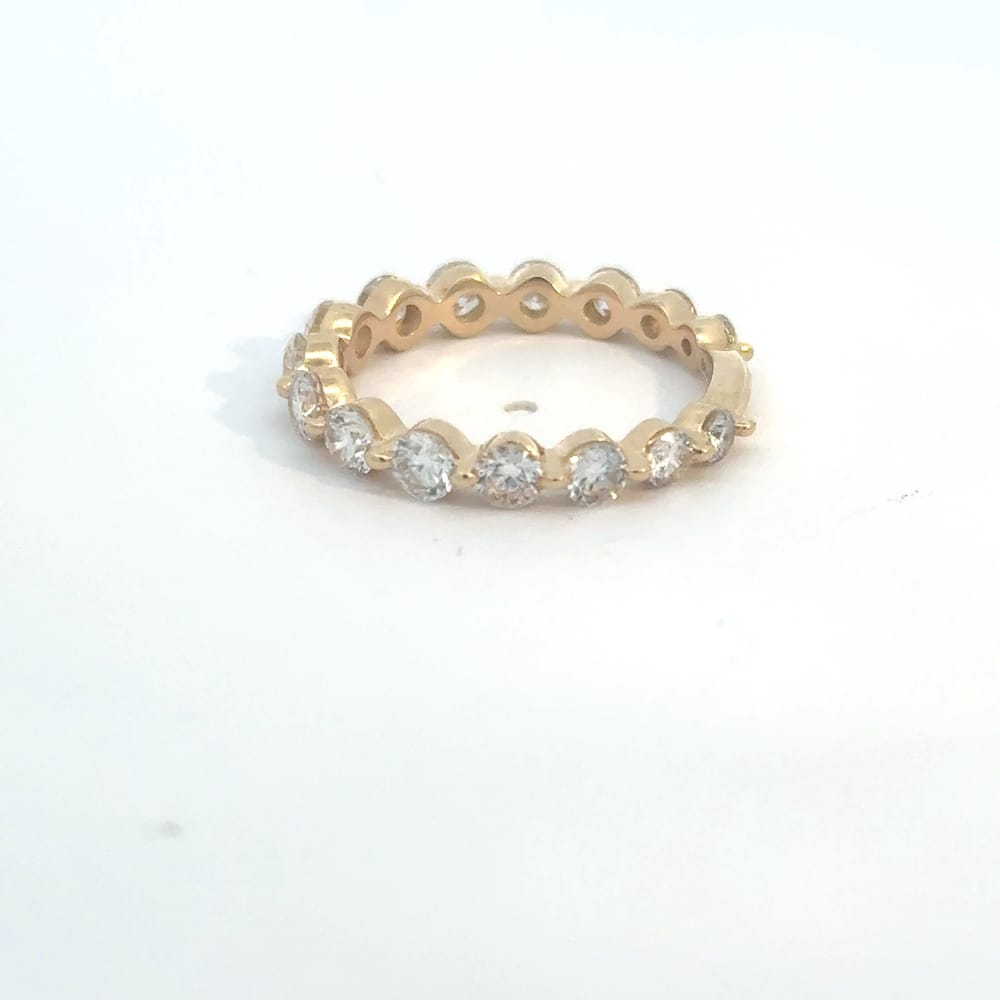 14K YG 1.50CTW VS EF Lab Diamond Shared Prong Ring Size 6.5