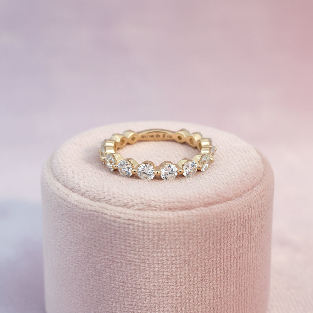 14K YG 1.50CTW VS EF Lab Diamond Shared Prong Ring Size 6.5