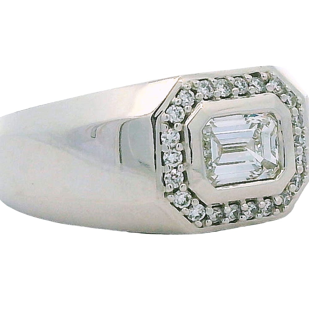 10K WG 1.00CT VS,E-F EMERALD CUT LAB GROWN DIAMOND RING ACCENTED WITH 0.22CTW VS,E-F BR LAB DIAMO...