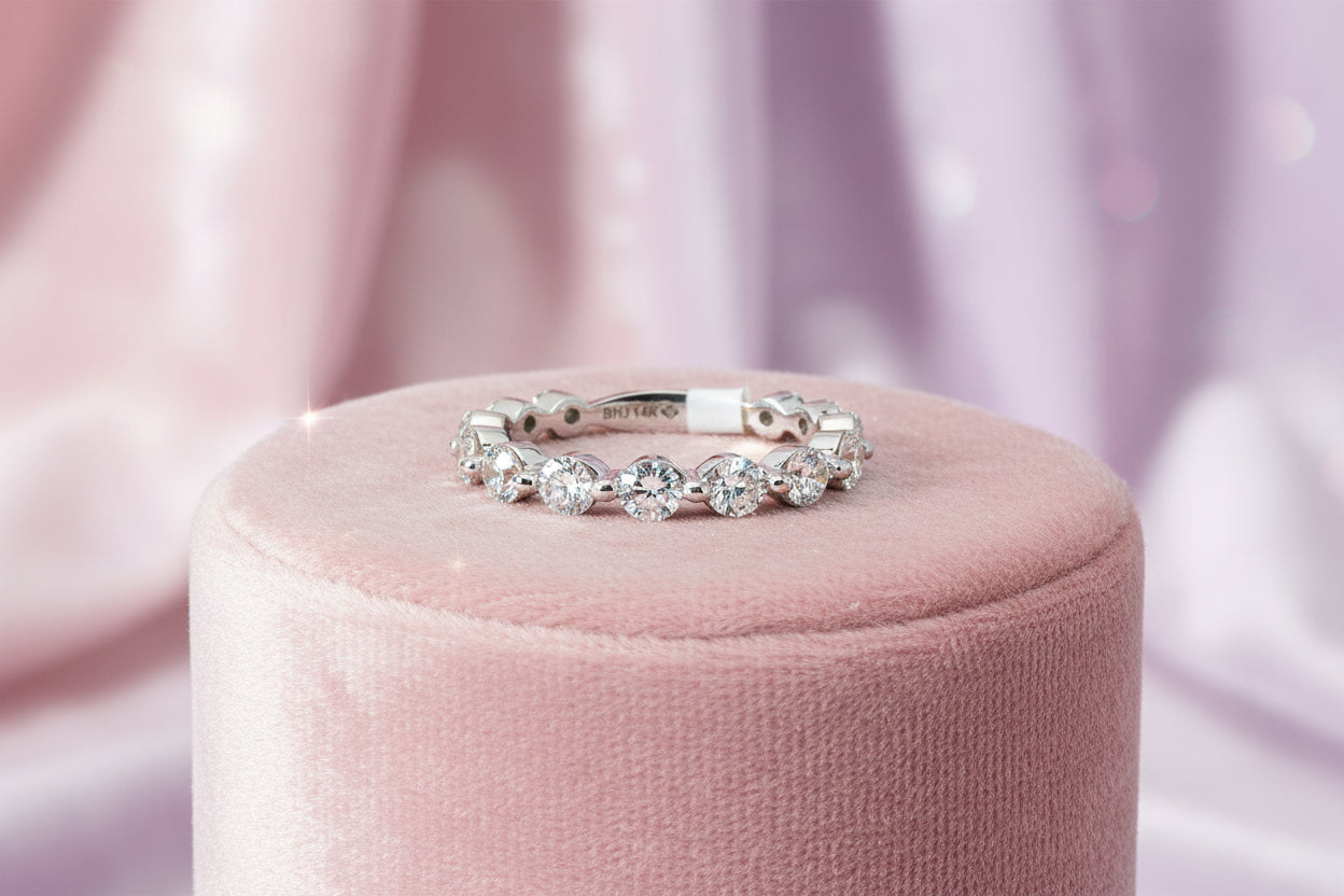 14K WG 1.00CTW VS,E-F BR LAB GROWN DIAMOND SHARED PRONG "LOVE & GROW" RINGLASER INSCRIBED - LGD