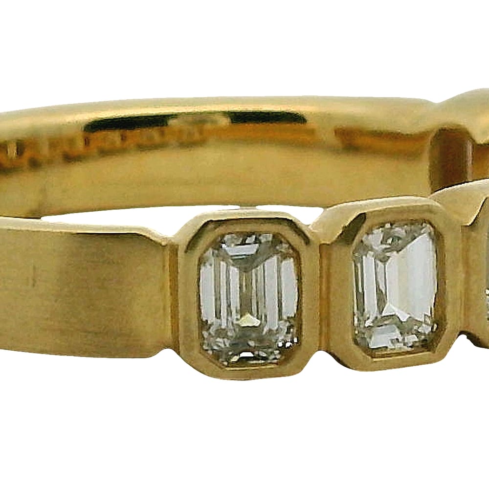 14K YG NOAM CARVER "GLOW" SEMI ETERNITY RING WITH MATTE FINISH ACCENTED WITH 7=1.05CTW VS1,EF LAB...