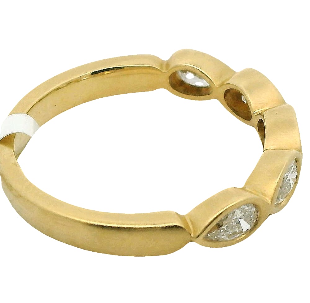 14K YG NOAM CARVER "GLOW" SEMI ETERNITY RING WITH MATTE FINISH ACCENTED WITH 5=0.78CTW VS1,EF LAB...