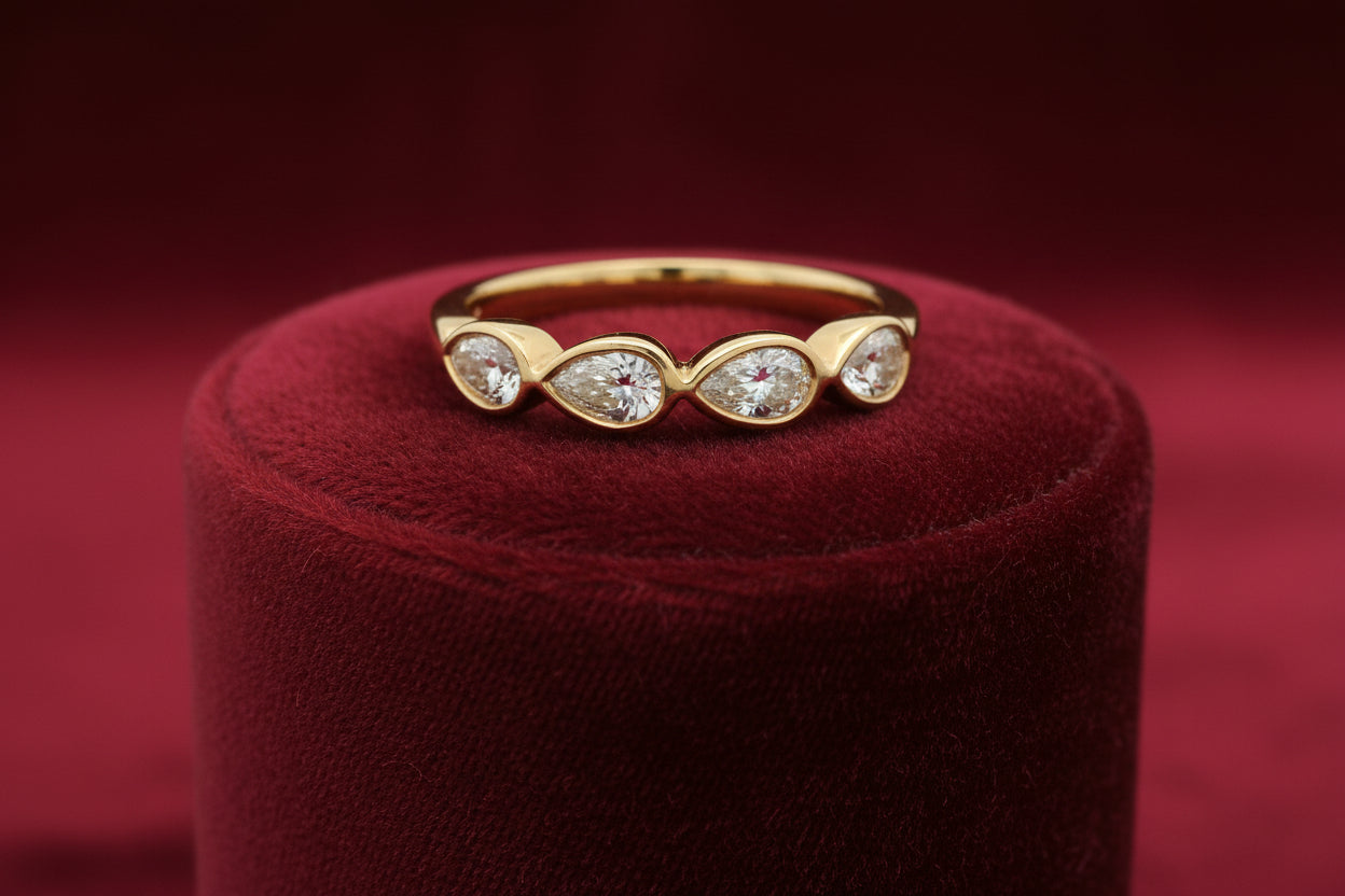 14K YG NOAM CARVER "GLOW" SEMI ETERNITY RING WITH MATTE FINISH ACCENTED WITH 5=0.78CTW VS1,EF LAB...