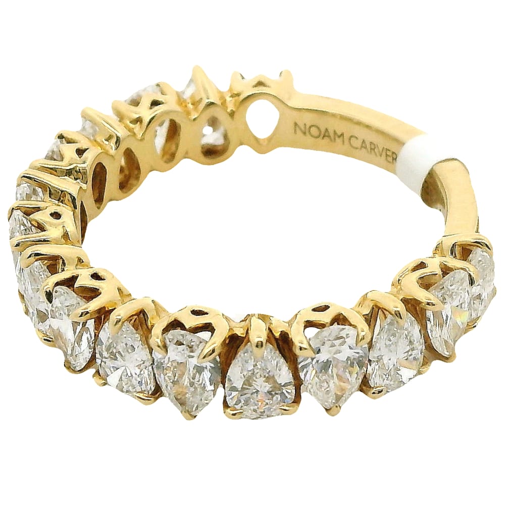 14K YG "NOAM CARVER GLOW" 16RD=2.48CTW VS1,E-F PEAR SHAPED LAB GROWN DIAMOND THREE QUATER ETERNIT...