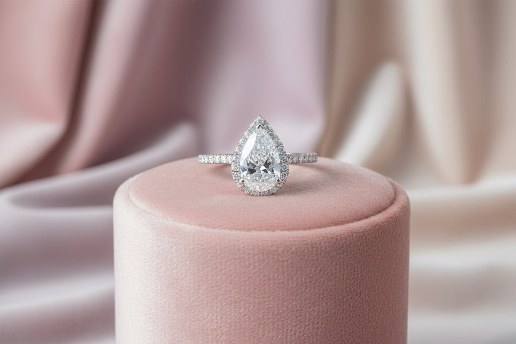 14K YG 2.03CT VS1,E PEAR SHAPED LAB GROWN DIAMOND RING ACCENTED WITH 0.41CTW LAB GROWN DIAMONDSCE...