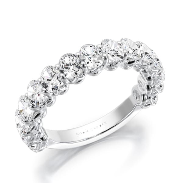 14K WG "NOAM CARVER GLOW" 15RD=2.25CTW VS1,E-F OVAL LAB GROWN DIAMOND THREE QUARTER ETERNITY BAND...