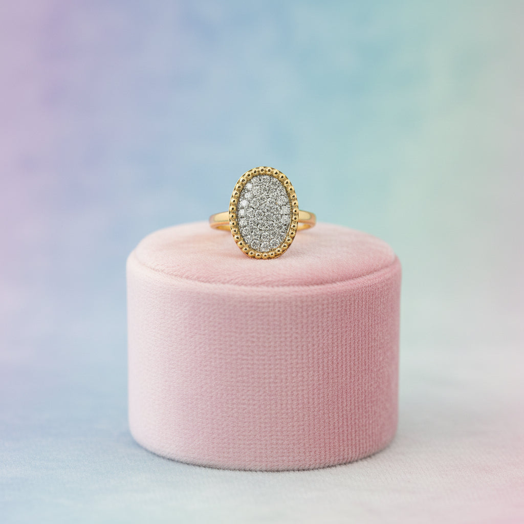 18K Two tone multi stone cluster ring