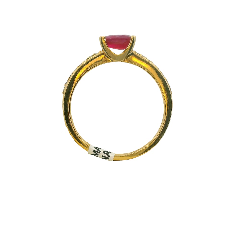 10K YG 6X4MM RUBY .10TW DIAMOND RING