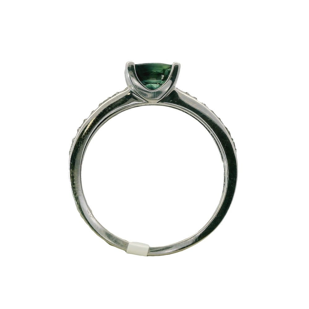 14K WG 6X4MM OVAL BLUE SAPPHIRE WITH 0.10CTW DIAMOND RING