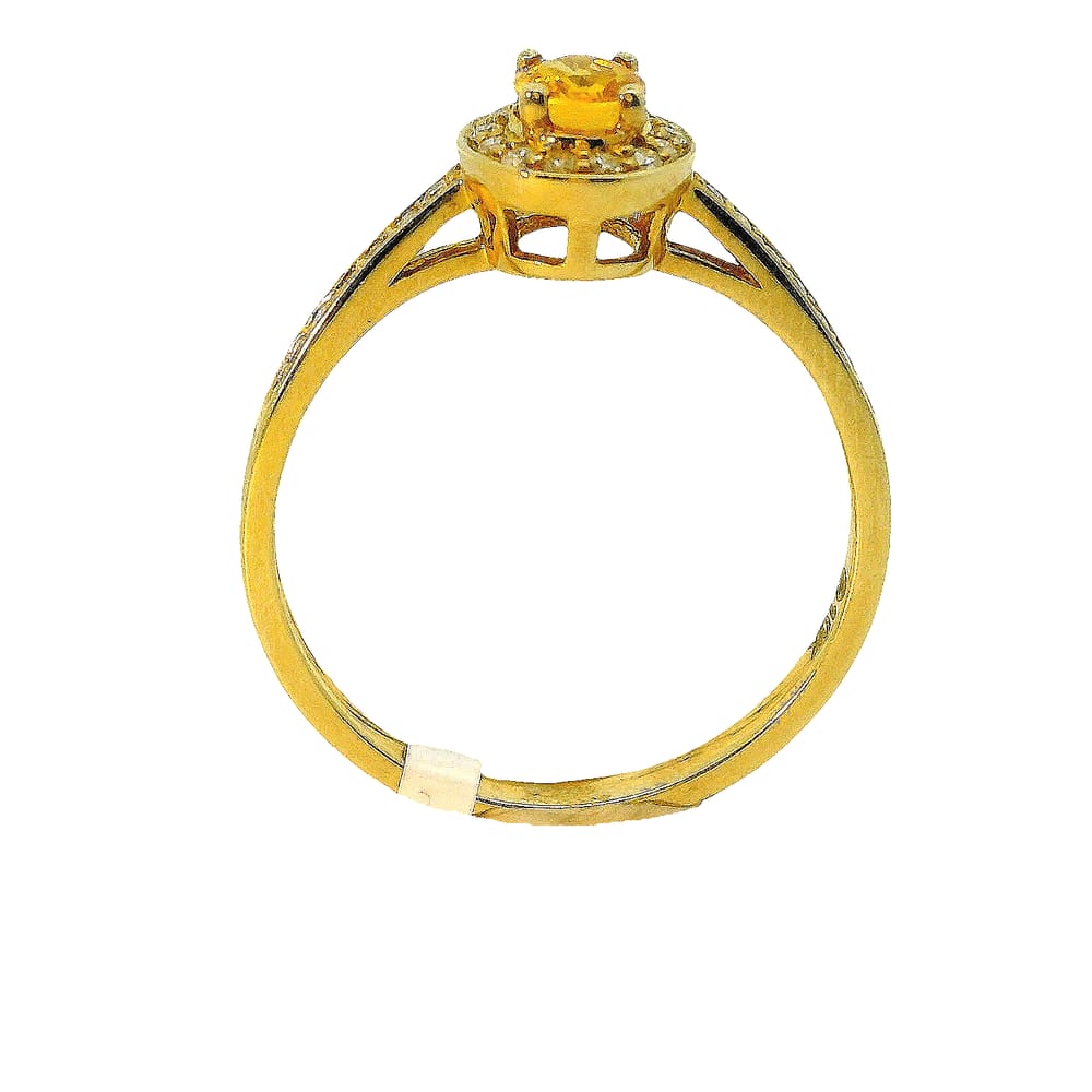 10K YG 5X4MM ORANGE SAPPHIRE WITH .13CTW DIAMOND RING