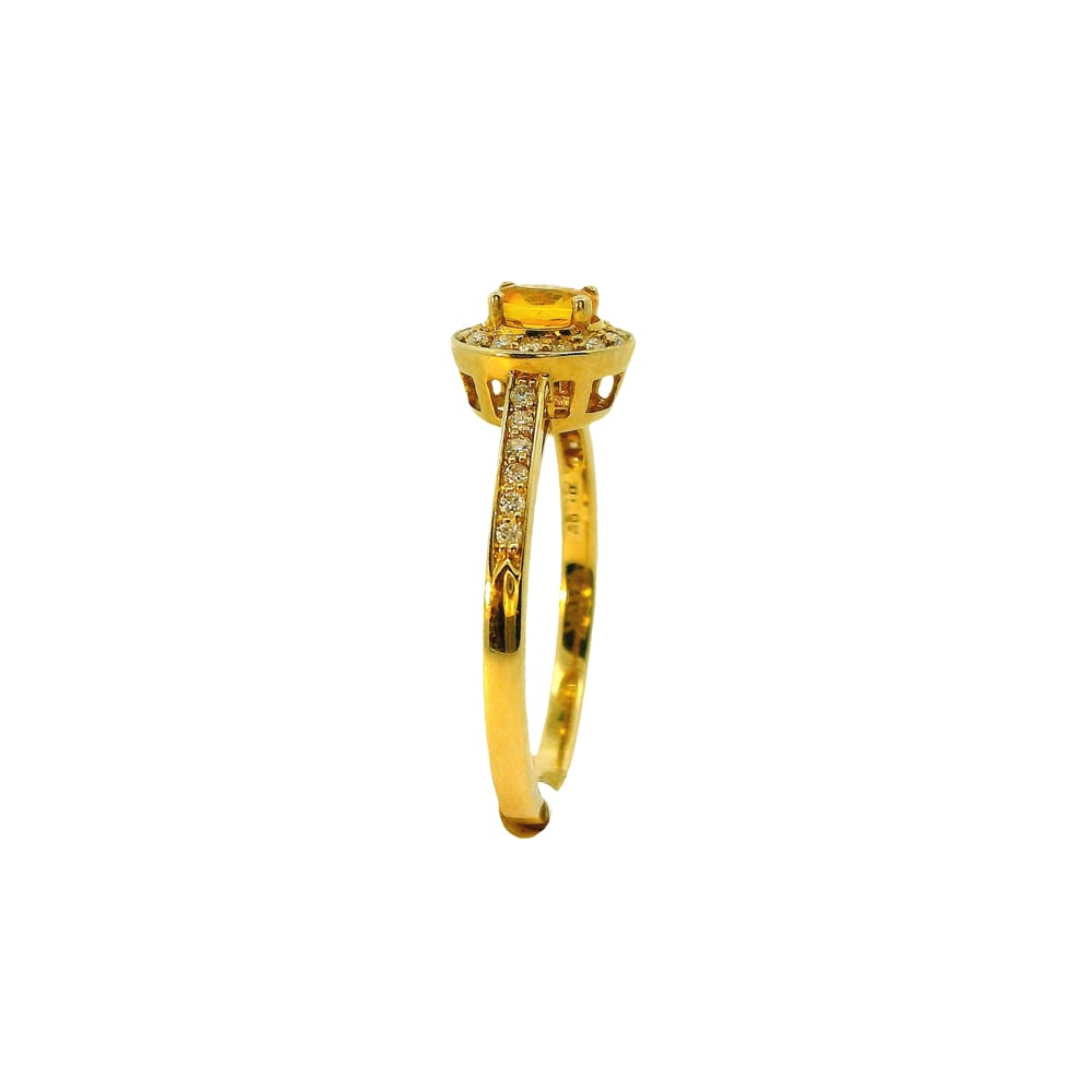 10K YG 5X4MM ORANGE SAPPHIRE WITH .13CTW DIAMOND RING