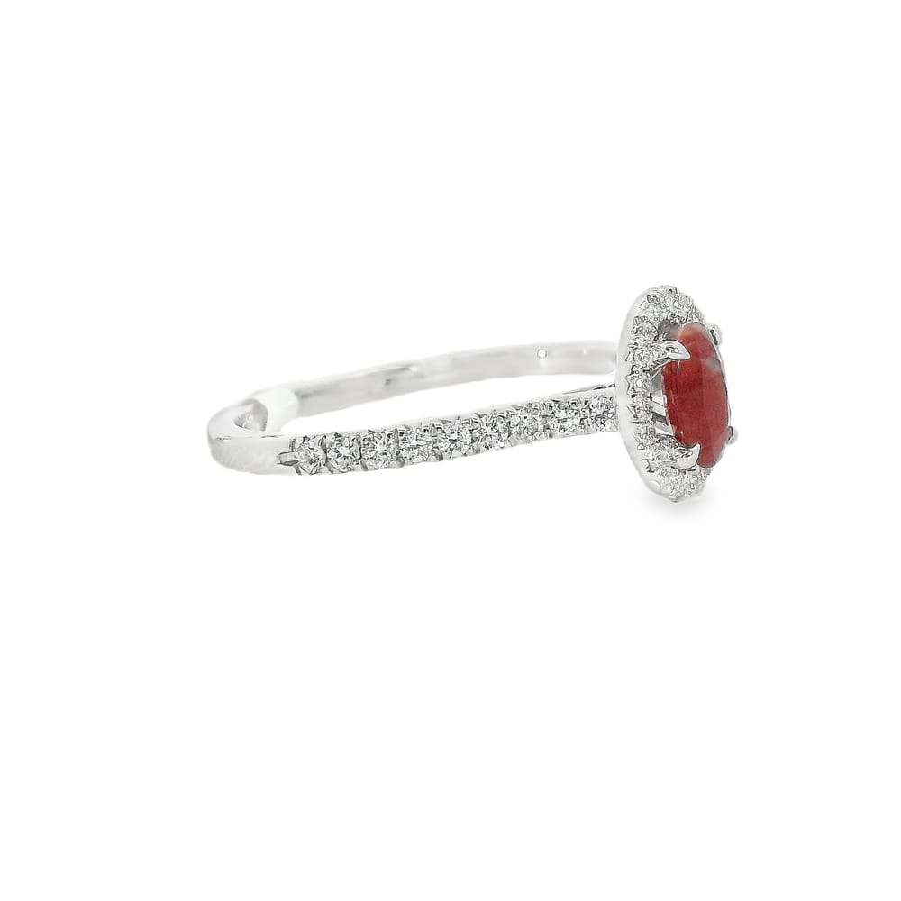 10K WG (6X4MM) OVAL RUBY ACCENTED WITH 0.26CTW DIAMONDS RING SIZE 6.5