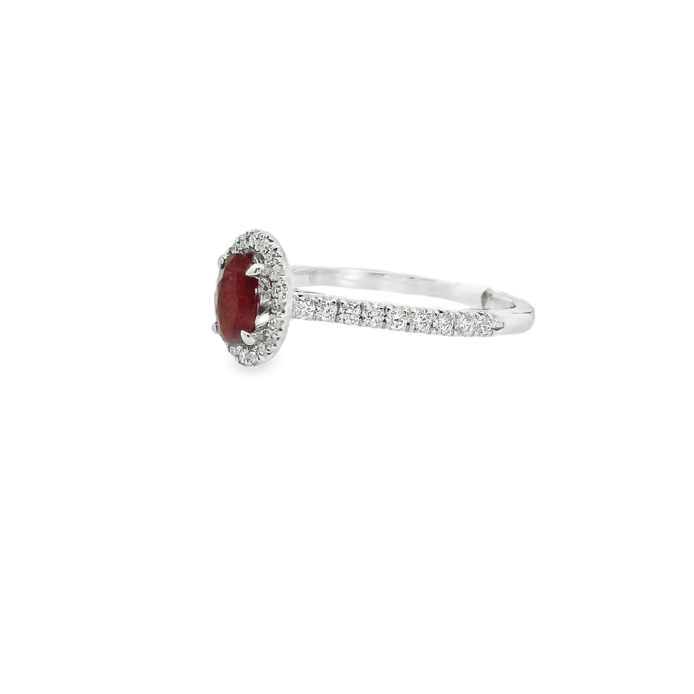 10K WG (6X4MM) OVAL RUBY ACCENTED WITH 0.26CTW DIAMONDS RING SIZE 6.5