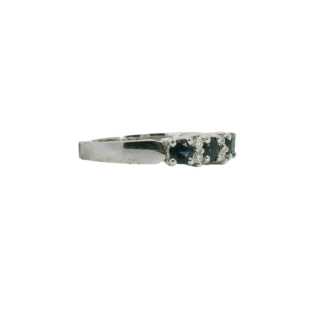 14K WG BLUE SAPPHIRE & .08CTW SI-HI DIAMOND RING