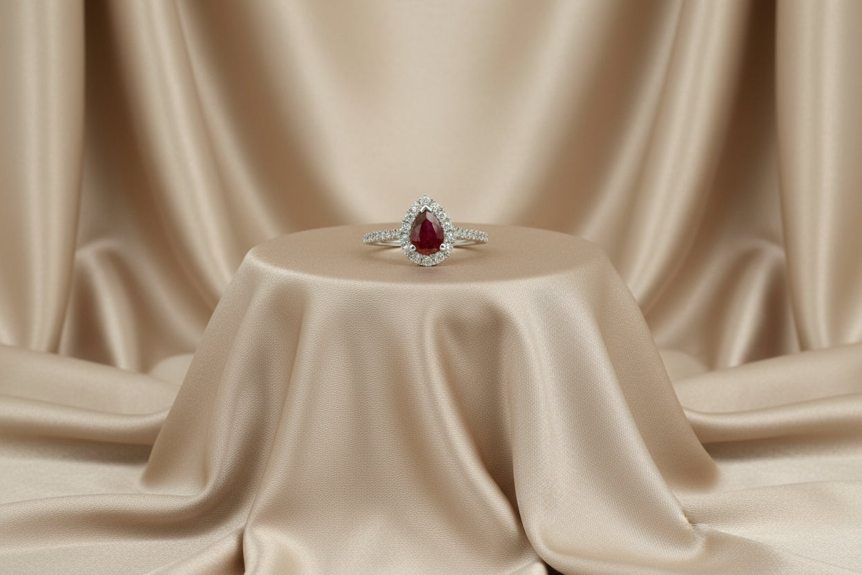 PLATINUM 0.86CT RUBY & 0.36CTW DIAMOND RING