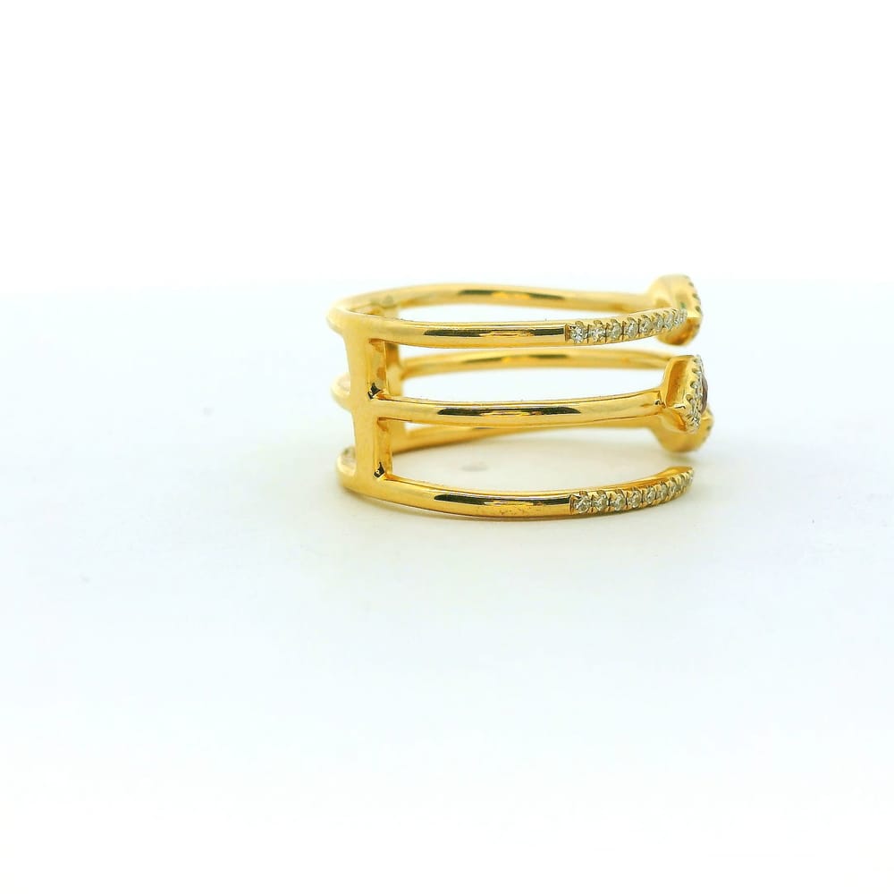 14K YG 0.23CTW DIAMONDS WITH 0.18CTW RUBY RING SZ 6.5