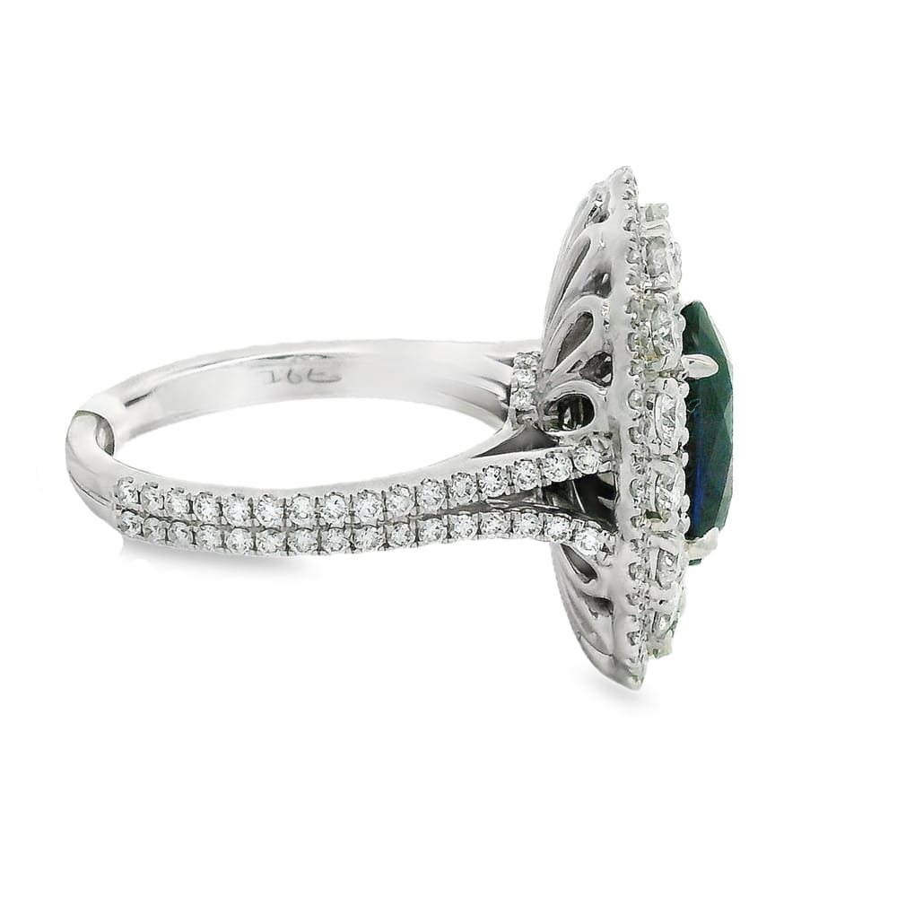 18K WG RING CONTAINING 1=4.20CT OVAL NATURAL BLUE HEATED SAPPHIRE, ACCENTED WITH 172=1.94CTW RD D...