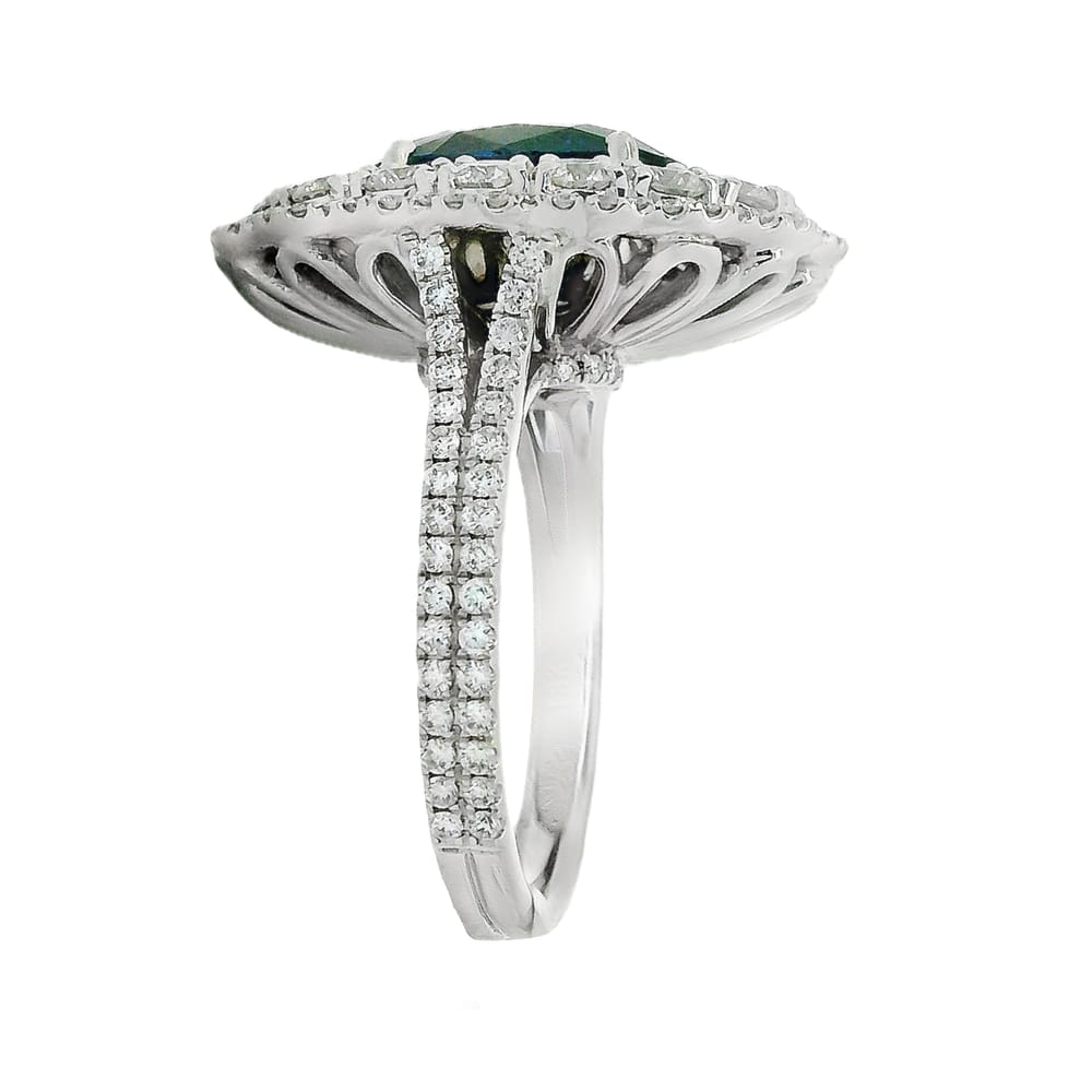 18K WG RING CONTAINING 1=4.20CT OVAL NATURAL BLUE HEATED SAPPHIRE, ACCENTED WITH 172=1.94CTW RD D...