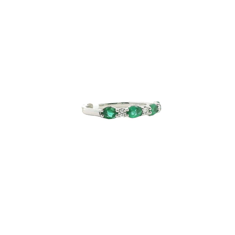14K WG 0.09CTW DIAMOND, 0.63CTW EMERALD RING