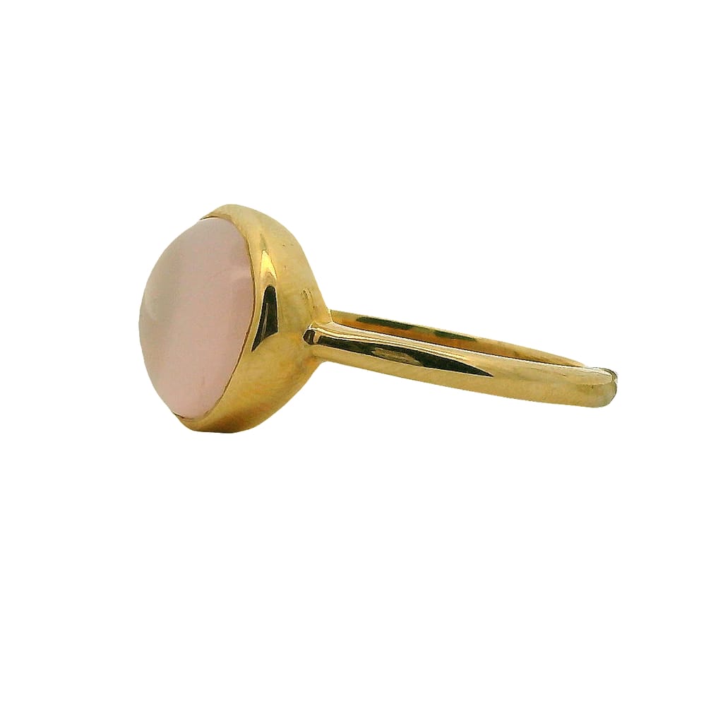 14K YELLOW GOLD RING WITH ROSE QUARTZ CENTER STONE SIZE 6.5