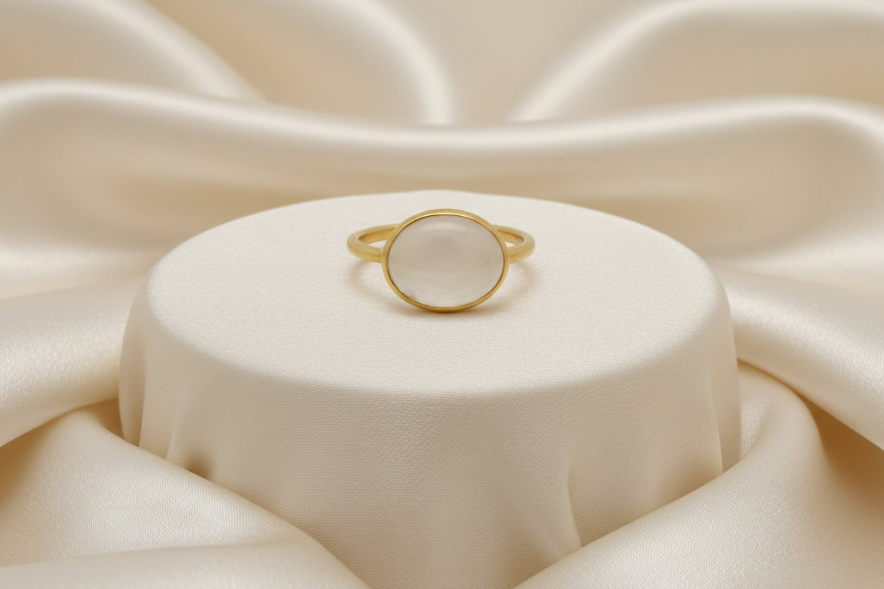 14K YELLOW GOLD RING WITH ROSE QUARTZ CENTER STONE SIZE 6.5