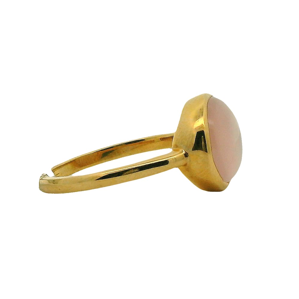 14K YELLOW GOLD RING WITH ROSE QUARTZ CENTER STONE SIZE 6.5