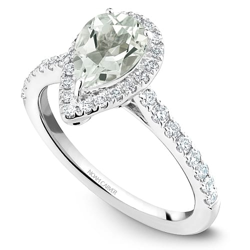 14K WG 1.00CT PEAR GREEN AMETHYST AND .46TW DIAMOND RING SIZE 6.5