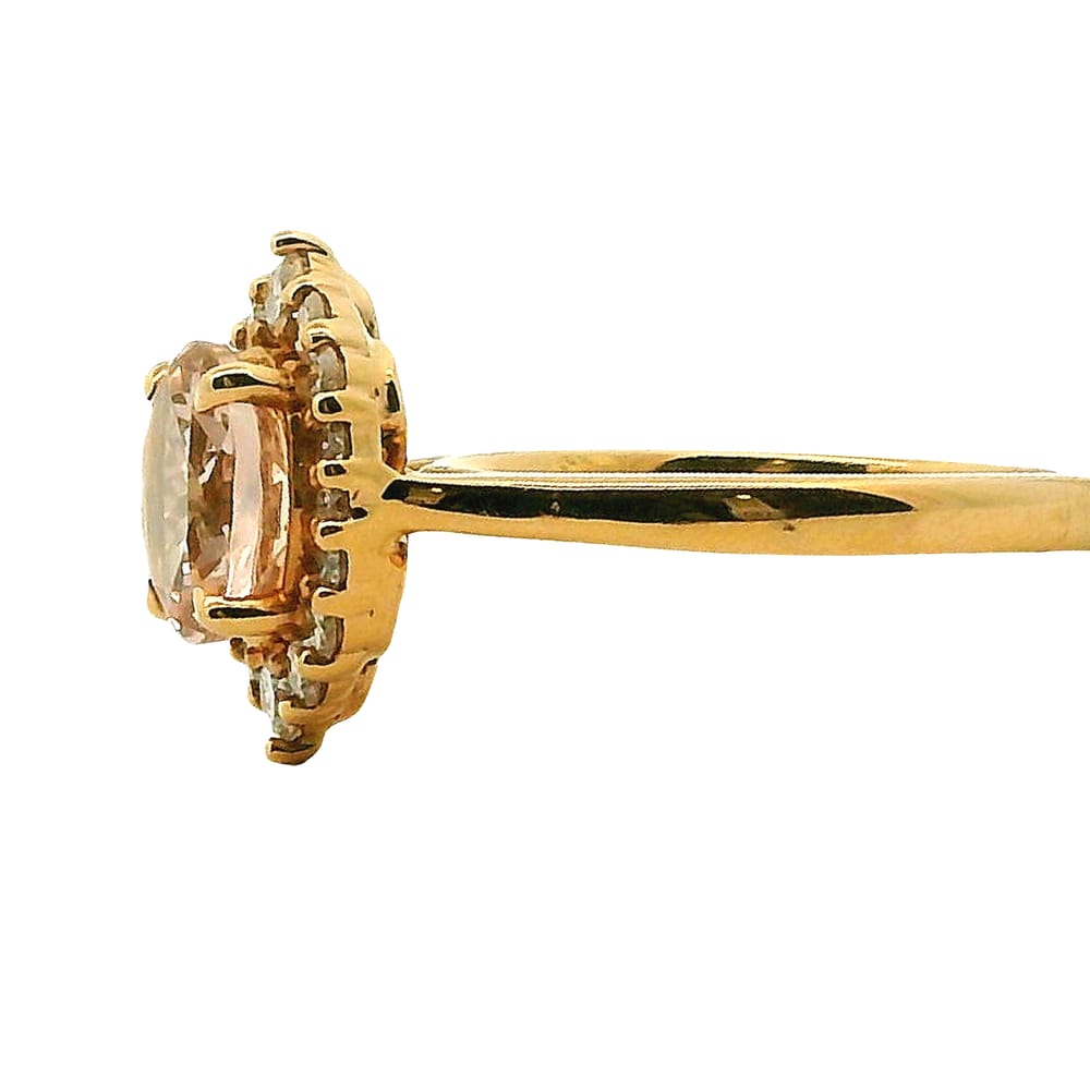 14K RG 1.80CT ROUND MORGANITE AND .43TW DIAMOND RINGSIZE 6.5