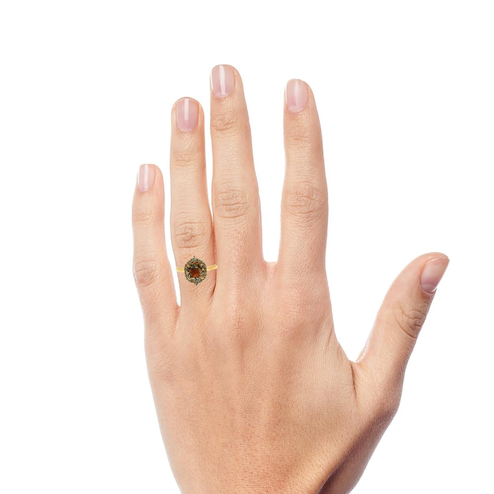 14K RG 1.80CT ROUND MORGANITE AND .43TW DIAMOND RINGSIZE 6.5